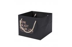 China Custom Printed Large Square Bottom Paper Carrier Bags With Satin Ribbon Handles supplier