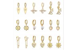 China 18k Gold Plated Diamond Pendant Earrings Heart Bee Mermaid Zircon Charm supplier
