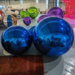 Double Layer Reflective PVC Hanging Resuable Blue Inflatable Mirror Ball For Event for sale