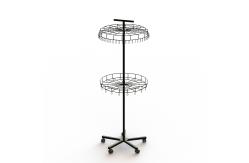 China Knock Down Construction 2 Tier Hooks Metal Floor Display Stands supplier