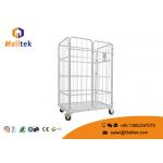 Four Side Logistics Trolley Transports Foldable Frame Metal Security Wire Mesh Trolley for sale
