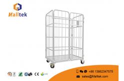 China Four Side Logistics Trolley Transports Foldable Frame Metal Security Wire Mesh Trolley supplier