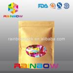 Stand Up Kraft Paper Bags for Candy Packaging with Zipper and Window