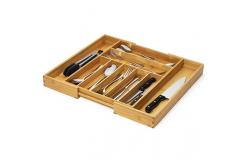 China Expandable Bamboo Kitchen Utensils Silverware Drawer Cutlery Organizer Tray supplier