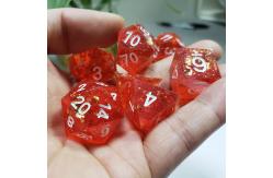 China Pixel Pomegranate Red Crystal Resin Boarding Dice Set  dnd dice supplier