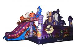China Hallowmas Bouncer Double Slide Scared Inflatable Ghost Jumping Castle With Digital Printing supplier