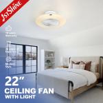 Modern Design 22-inch LED Ceiling Fan with Starry Lampshade and Dimmable Light White for sale
