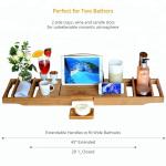 China Durable Bamboo Bathroom Supplies Expandable Bamboo Bathtub Caddy Tray manufacturer