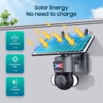 WiFi IP Network 3MP Red Blue Alarm Light Solar Powered Low Power Camera for sale