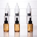 Empty 15ml 30ml Frosted Glass Face Oil Serum Bottle Packaging Glass Pump Cosmetic Serum Oil Dropper Bottle for sale