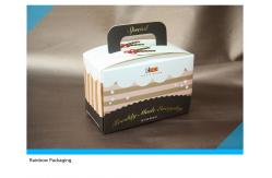 China Folding Pink Paper Cake Packaging Box With Handle , Custom Design Cake Box supplier