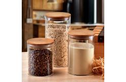 China 1000ml Borosilicate Glass Storage Jar With Bamboo Lid supplier