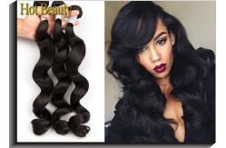 China 6A Grade Black Virgin Human Hair Extensions Natural Wave Full Head Bundles supplier