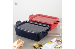 China Muffin Dessert Ceramic Oven Dish , Rectangular Baking Pan With Platter Lid supplier