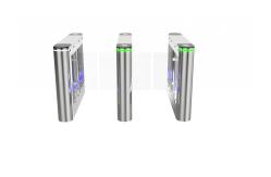 China Stainless Arm Swing Gate Turnstile Gate With Led Lighting Card QR Code supplier