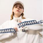 Zip Up Track Hiphop Windproof Soft Stripe Design Casual Stand Up Collar Jacket