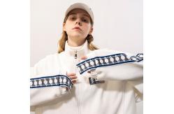 China Zip Up Track Hiphop Windproof Soft Stripe Design Casual Stand Up Collar Jacket supplier