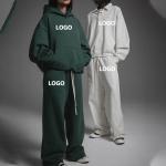 Custom 100% Cotton Heavyweight Oversized Tech Fleece French Terry Hoodie Sweatsuit Loose Stacked Sweatpants Tracksuits for Men for sale