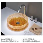 Modern Round Hand Wash Glass Basin Sink Big Size for Bathroom Counter Top for sale