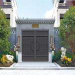 Residential Slatted Main Aluminum Fence Gate Double Door House Swing Open for sale