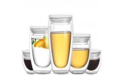 China Heat Proof Clear Double Wall Glass Cup Customized Logo / Capacity Round Shape supplier