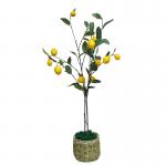 Lifelike 100cm Artificial Fruit Tree Indoor Potted Lemon Green Yellow Plant for sale