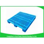Ventilated Plastic Skids Pallets Single Faced , Euro Blue Plastic Pallets Ventilated Deck