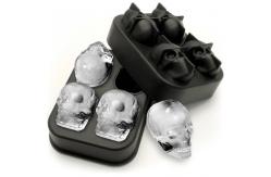 China Eco Friendly 4 Grid 3D Skull Silicone Ice Cube Trays supplier