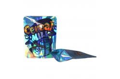 China Holographic Effect Stand Up Pouch Matte Tear Notch Bag With Zipper supplier