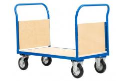 China 75kg Steel Platform Push Cart Double Handle Flatbed Push Cart supplier