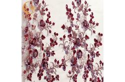 China Elegant Shiny Lace Fabric Handmade 91.44cm Length Decoration Beaded supplier