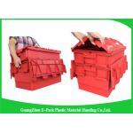 Red Plastic Attached Lid Containers / 43L Plastic Storage Bins