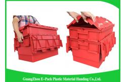 China Red Plastic Attached Lid Containers / 43L Plastic Storage Bins supplier