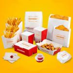 Customized Fast Food Packaging Fried Chicken French Fries Hamburgers Disposable Foldable Fast Food Box for sale