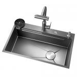 2024 Popular Large Single Slot Multifunction Stainless Steel Waterfall Kitchen Sink Anti-Scratch LED Digital Display for sale