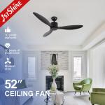 Small And Low Profile Black Modern Ceiling Fan DC Motor ABS Blade for sale
