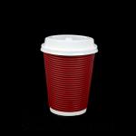 Compostable Red Coffee Disposable Paper Cusp With Lid For Hot Beverages for sale