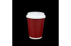 China Compostable Red Coffee Disposable Paper Cusp With Lid For Hot Beverages supplier