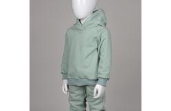 China Green Plain Pullover Sweatshirt 300gsm Classic Sweat Pants Set With Fleece Fabric supplier