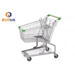 Steel Grocery Mall German Style Trolley , Metal Shopping Cart With Seat Wheels for sale