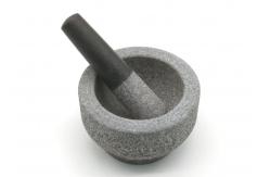 China Classic Granite Handmade Stone Mortar And Pestle Grinder Kitchen Tool Set Unpolished supplier