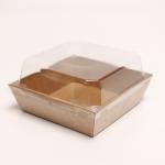 Food Bakery Packaging Box Lidded Kraft Paper Cake Container With Plastic Cover for sale