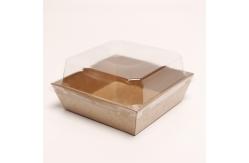 China Food Bakery Packaging Box Lidded Kraft Paper Cake Container With Plastic Cover supplier