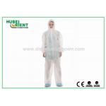 Protective White Non-Woven/SMS/PP+PE Disposable Use Coverall With Hood And Zip Closure For Lab for sale