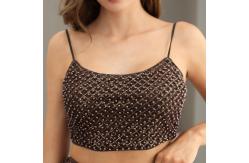 China OEM  Mini Camisole Crop Top And Mini Skirt Set Pearl Glitter supplier