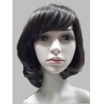 OEM Black Wavy Petite Hair Synthetic Full Lace Wigs With Bangs 140g / Piece for sale