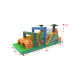 Jugle Theme Animal Rhino Inflatable Obstacle Course With Palm