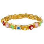 Gold Plated 18K Gold Bangle Jewelry Enamel Adjustable Lucky Evil Eye Bracelet for sale