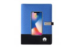 China 10W Custom LED Logo PU Leather Notebook Organizer Business Power Bank supplier