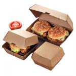 Custom-Printed Recyclable Kraft Burger Box Customer's Logo Eco-Friendly Food Packaging for Restaurants for sale